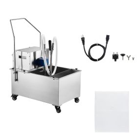Commercial Mobile Fryer Filter Machine, 55L /14.5Gal Filter Truck Cart, 250W Deep Frying Oil Filtration System, Stainless Steel