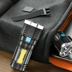 POWERFUL Tactical Quad-Core Super Bright Torch LED Flashlight USB Rechargeable Camping (Option: W12480379)
