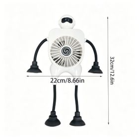 2000 MAh Fun Suction Cup Fan With Bendable Arms And Legs,can Be Attached To Surfaces Such As Glass Doors,Walls, And Cabinet Sides. Perfect For Ba (Option: White)