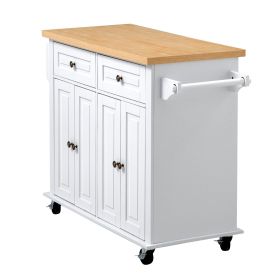 Kitchen Island Cart with Storage, 43.7 in Wide Mobile Rolling Storage Island on Swivel Wheels, with 2 Drawers, Storage Cabinet, Spice/Towel Rack (Default: Default)
