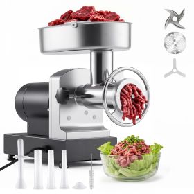 Commercial Meat Grinder, 21 Lbs/Min Capacity, #32 Electric Meat Mincer with 3 Plates, 3 Sausage Stuff Tubes (Meat Grinding Capacity: 21 lbs (Upgraded Version), Caliber of Meat Grinder: 32 Caliber)