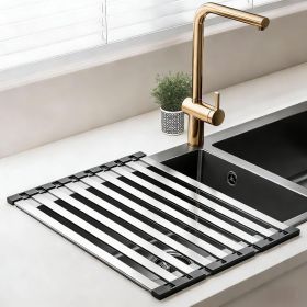 Over the Sink Kitchen Dish Drying Rack OrganizerStainless Steel Collapsible Non-Slip Space-Saving- Rust-Resistant Heat-Resistant Sturdy - Easy to (size: 35cm×32.5cm\13.78×12.8in)