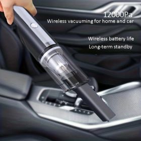 Wireless Silver Car vacuum cleaner wireless car with strong suction handheld vacuum cleaner small mini rechargeable home vacuum cleaner (Option: as picture)