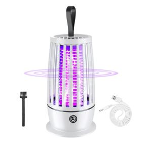 1Pc Rechargeable Mosquito Killer Lamp Bug Zapper With Night Light Strap Mosquito Catcher With Max 1615Square Feet Range UV Light For Indoor Outdo (Option: White)